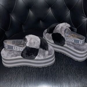 UGG Two-Tone Fluffy Platform Slippers 
BRAND NEW without box